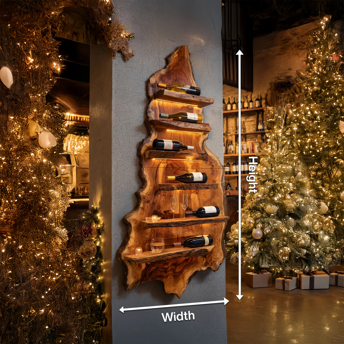 Modern Wooden Wine Rack For Bar Decor And Display Storage Kitchnce