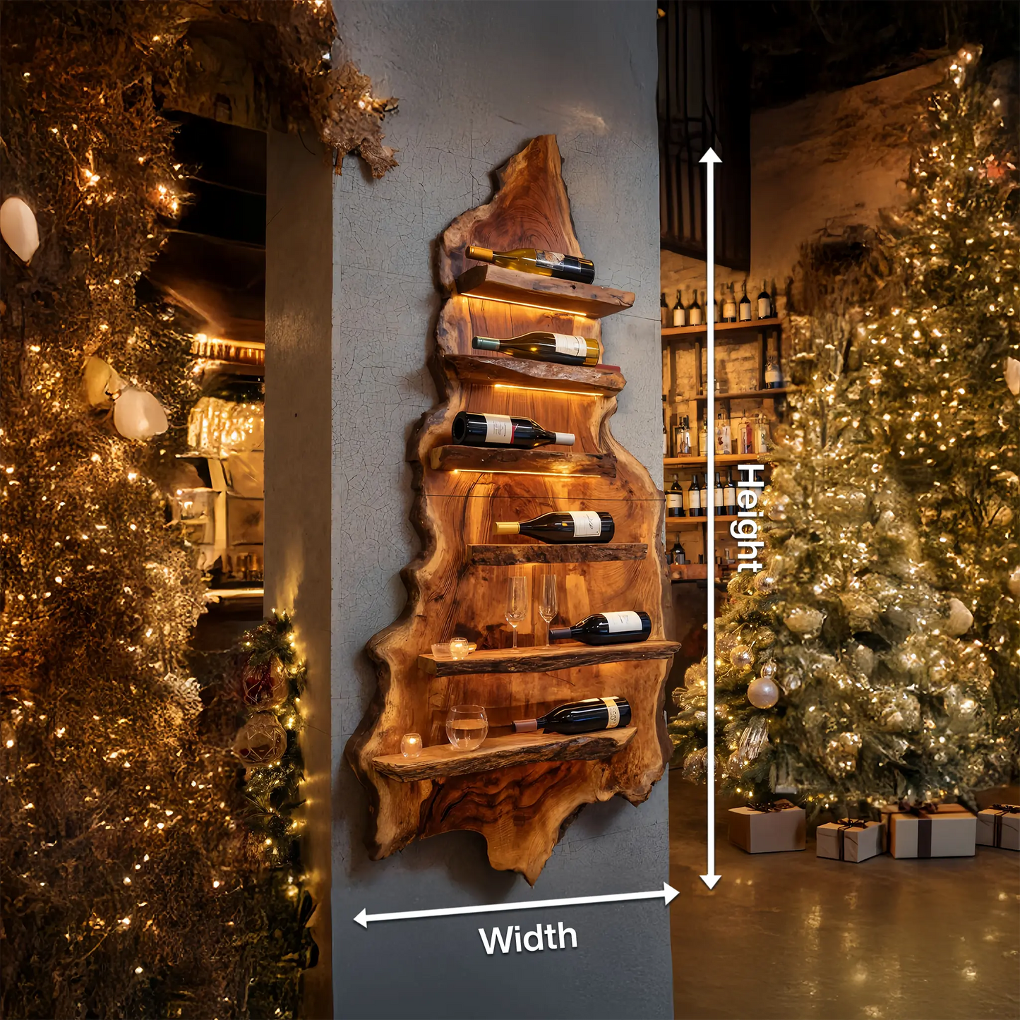 Modern Wooden Wine Rack For Bar Decor And Display Storage Kitchnce