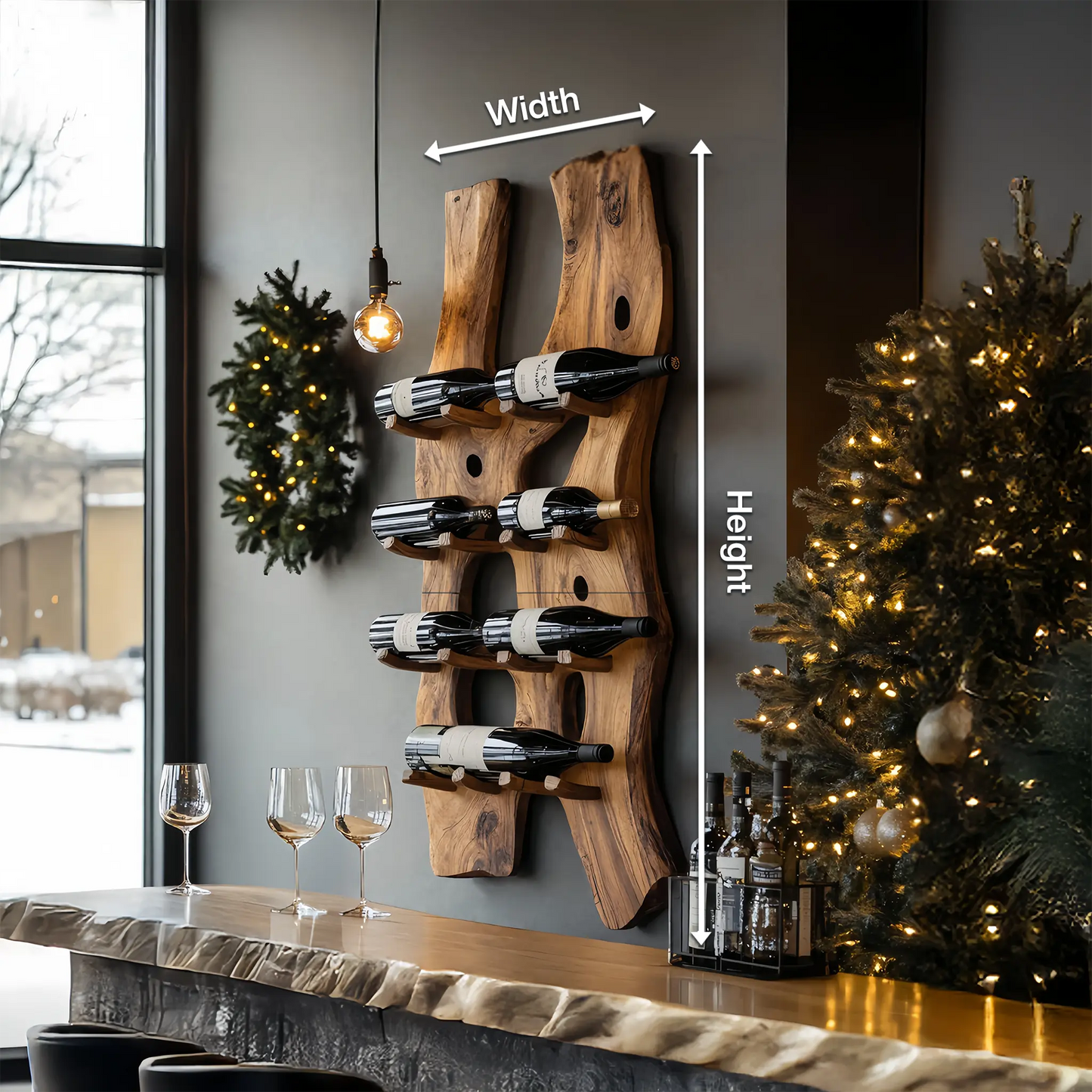 Handcrafted Wall Mount Wine Holder For Living Room Kitchnce