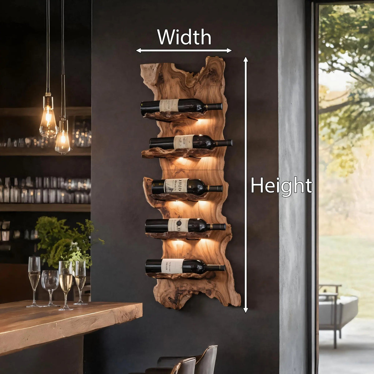 Modern Wooden Live Edge Wine Holder For Entryway Furniture Kitchnce