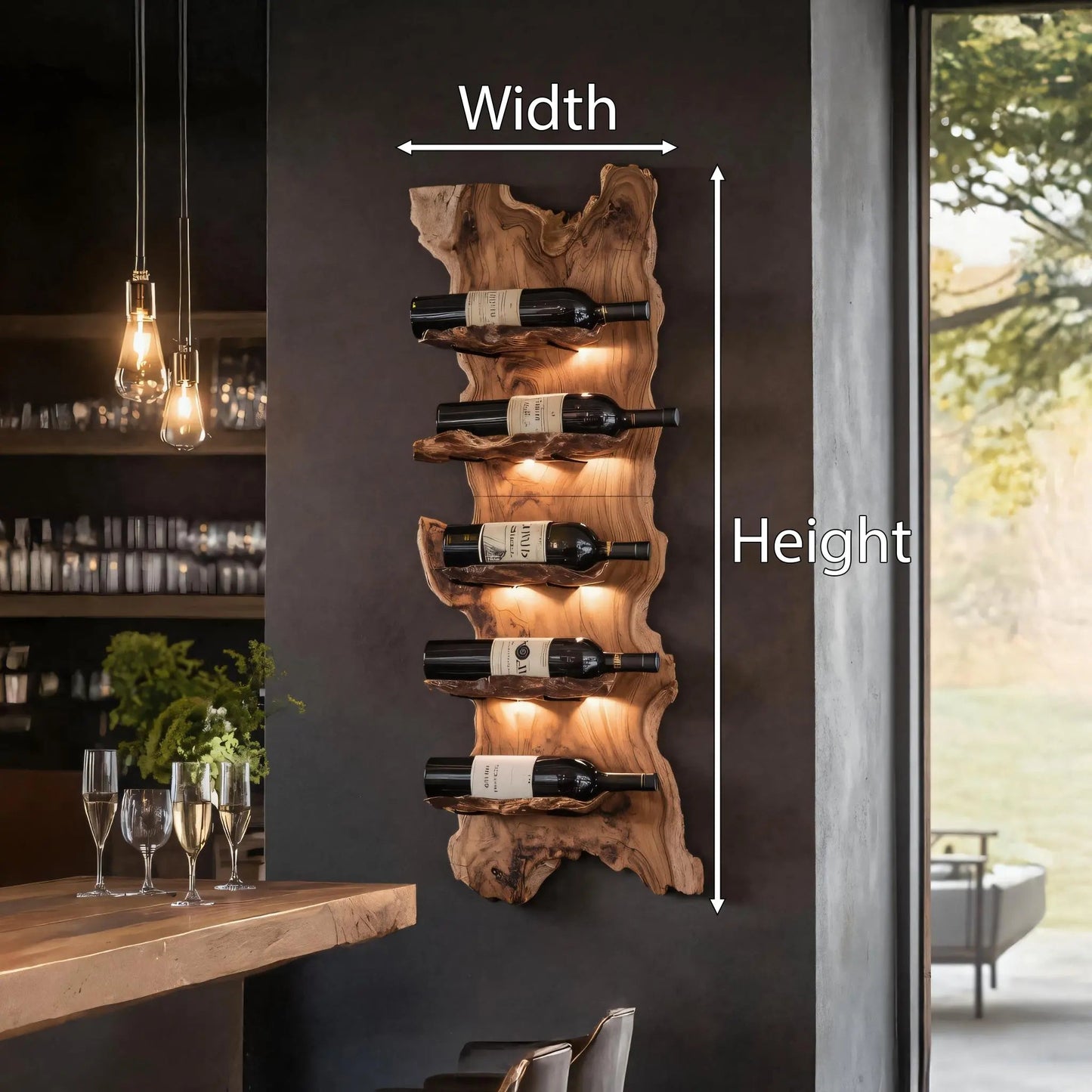 Modern Wooden Live Edge Wine Holder For Entryway Furniture Kitchnce