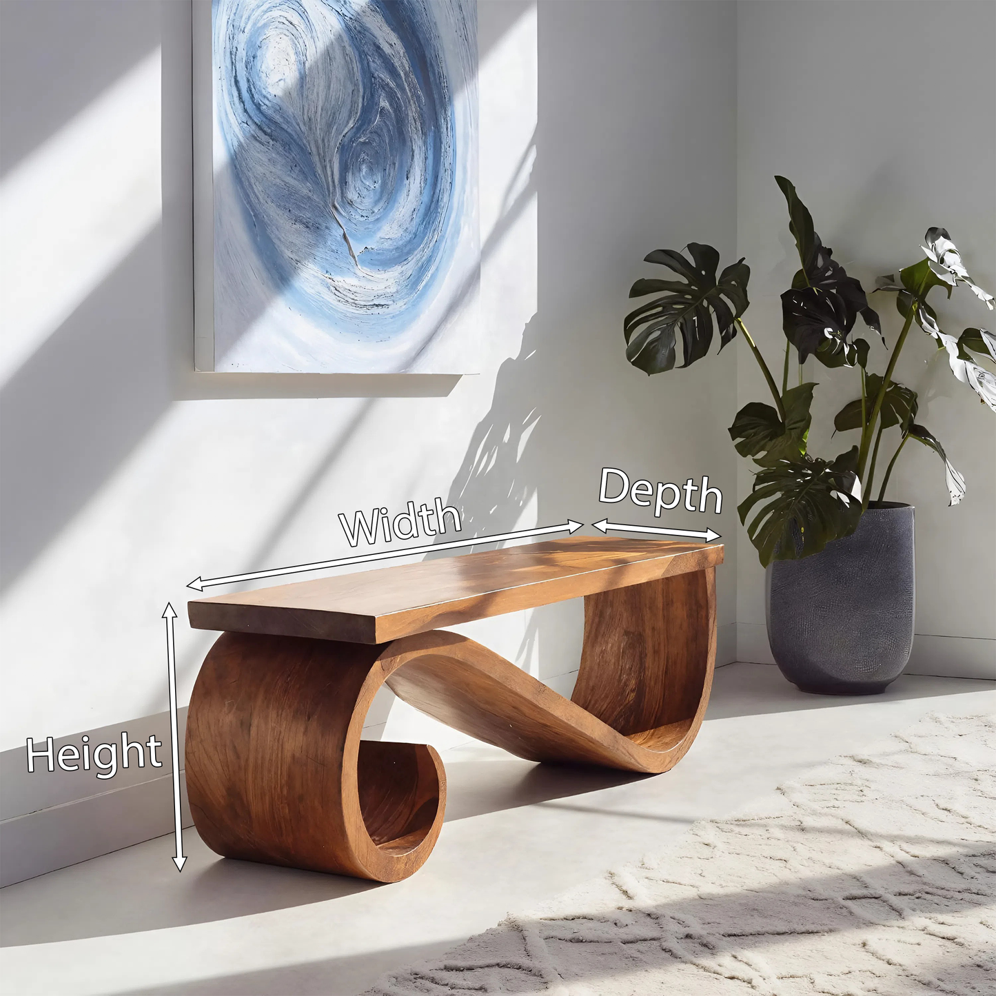 Organic Sculptural Bench For Entryway Or Living Room Kitchnce