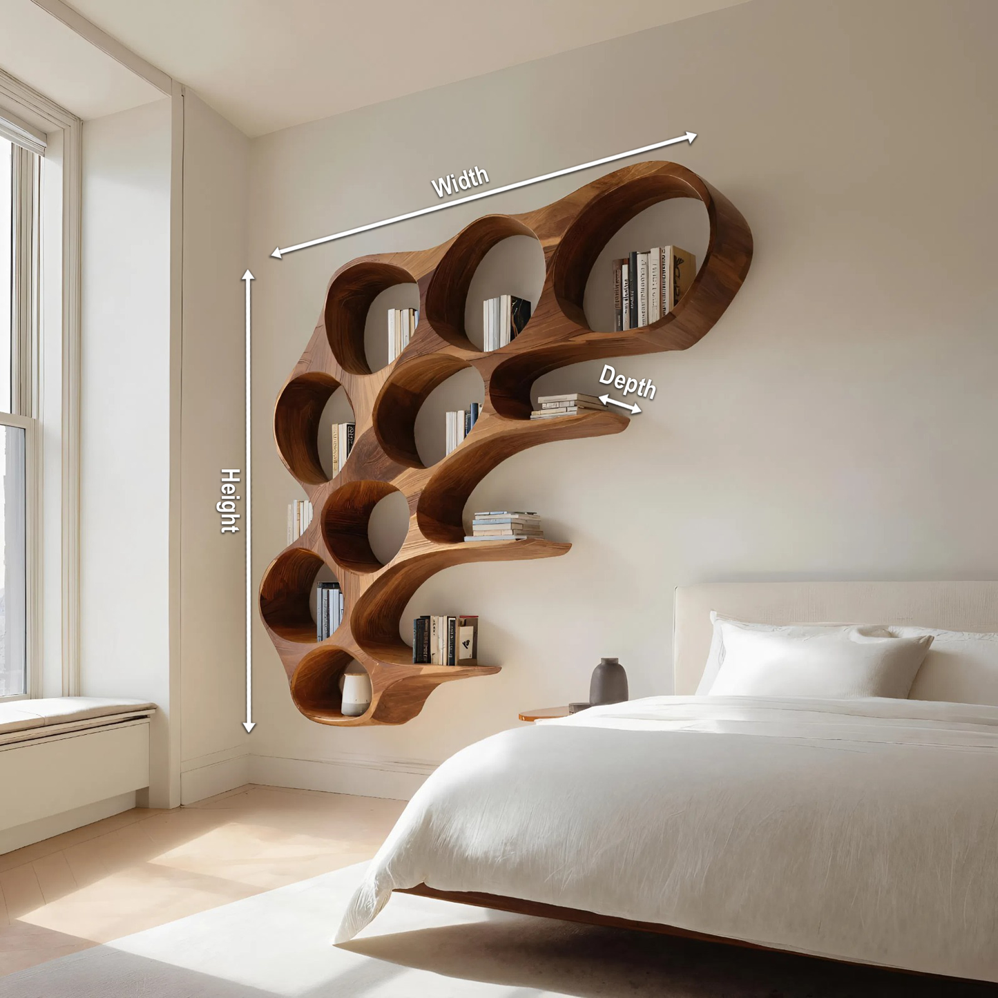 Organic Honeycomb Shaped Wall Mounted Bookshelf For Bedroom Kitchnce