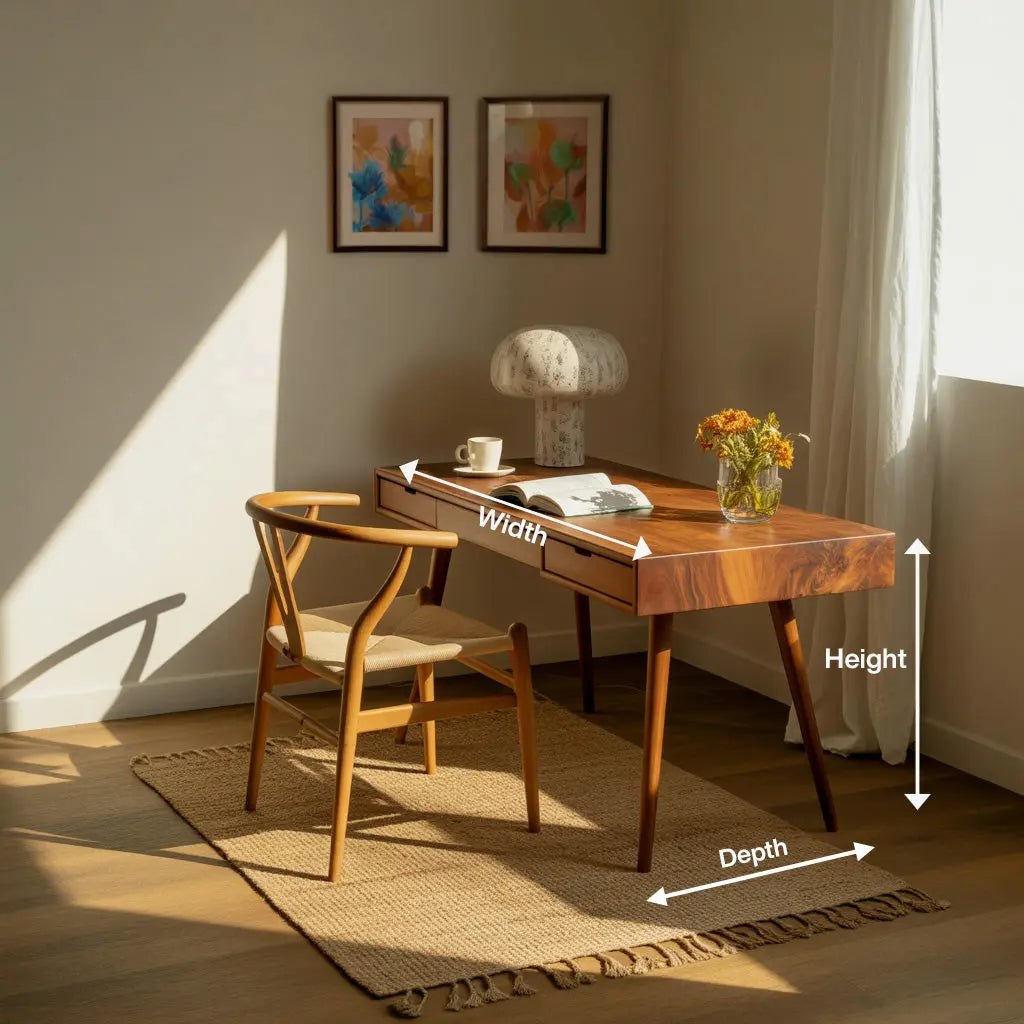 Mid Century Modern Writing Desk With Drawers For Home Office Kitchnce