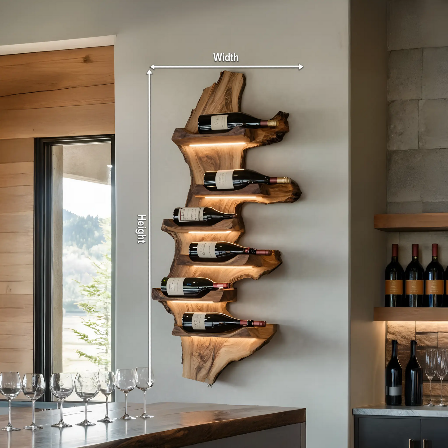 Farmhouse Live Edge Wine Holder For Entryway Furniture Decor Kitchnce