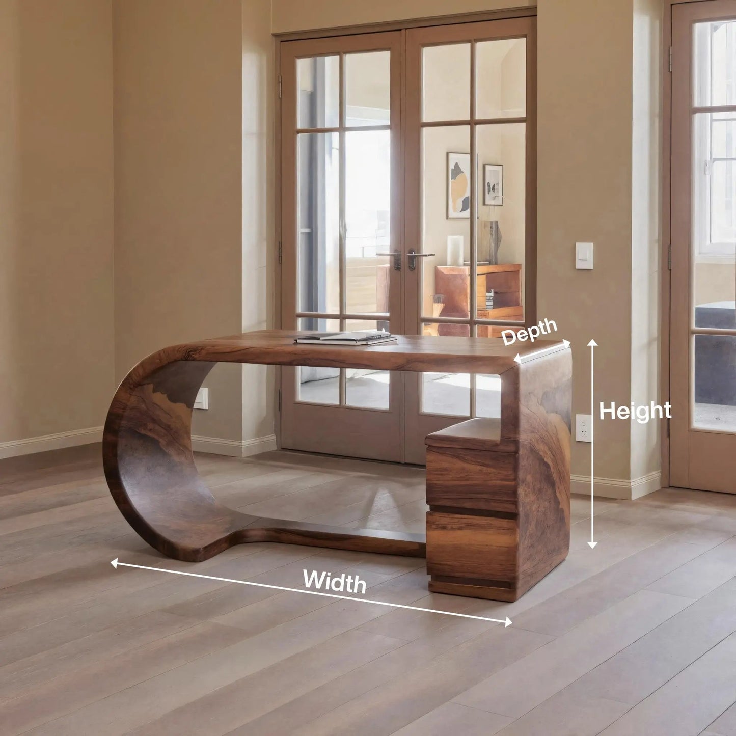 Curved Sculptural Desk With Fluid Form For Home Office And Studio Kitchnce