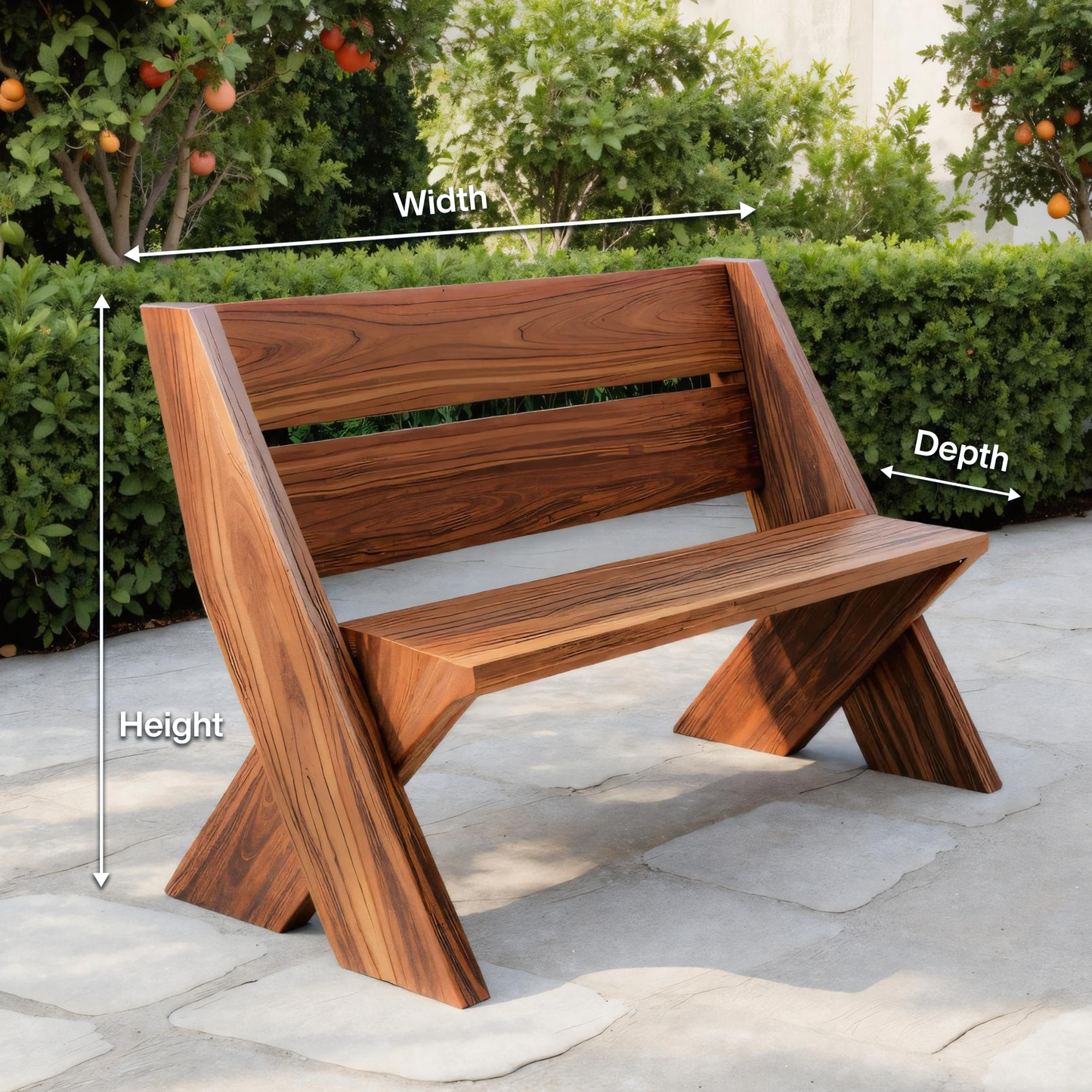 Modern Outdoor Bench With Angled Legs For Garden Patio And Backyard Kitchnce