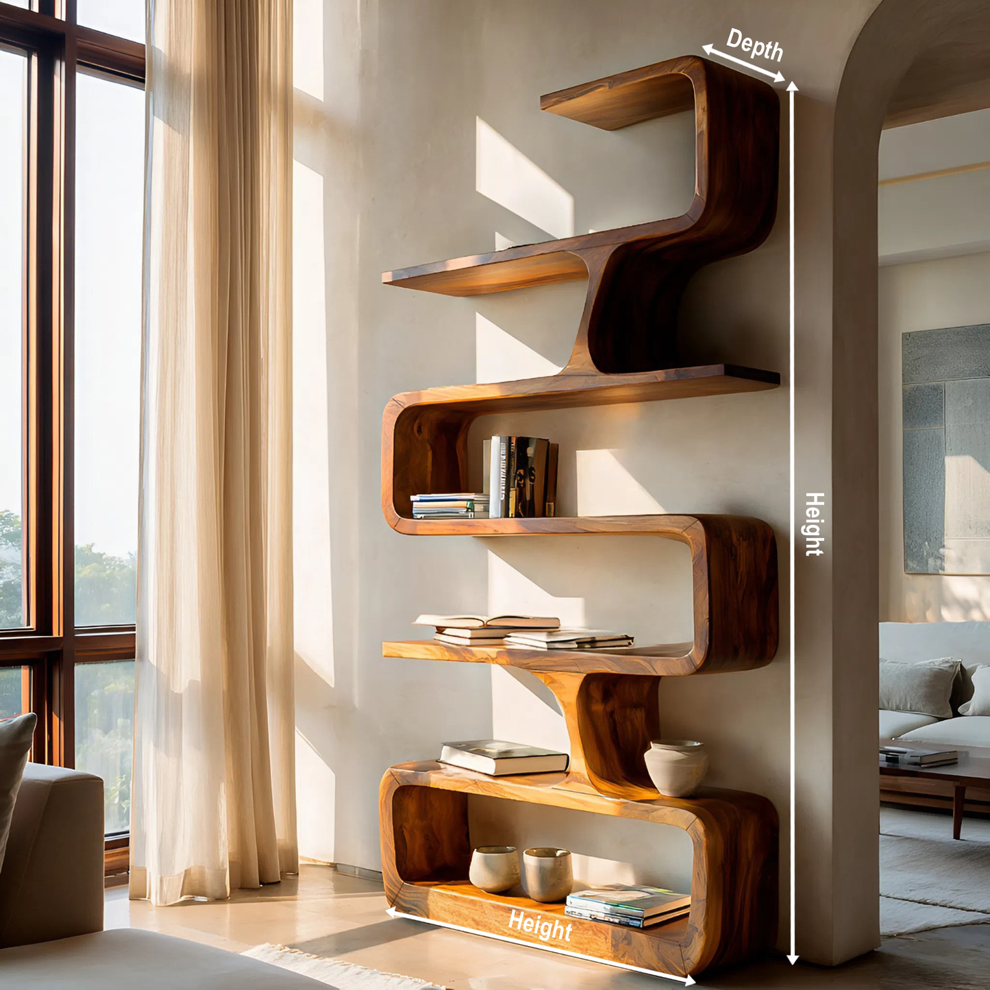 Contemporary Handmade Wooden Bookshelf For Home Styling Kitchnce