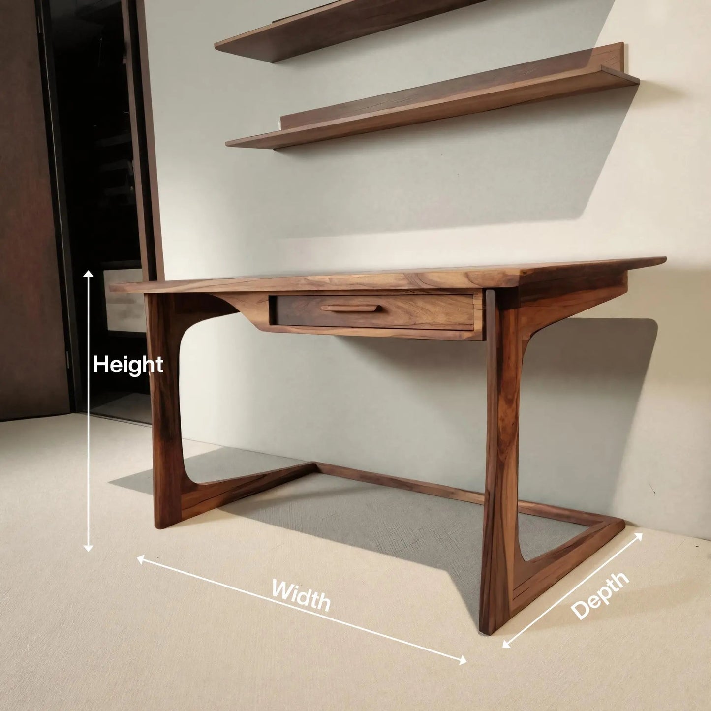 Mid Century Modern Desk With Drawer For Home Office And Workspace Kitchnce