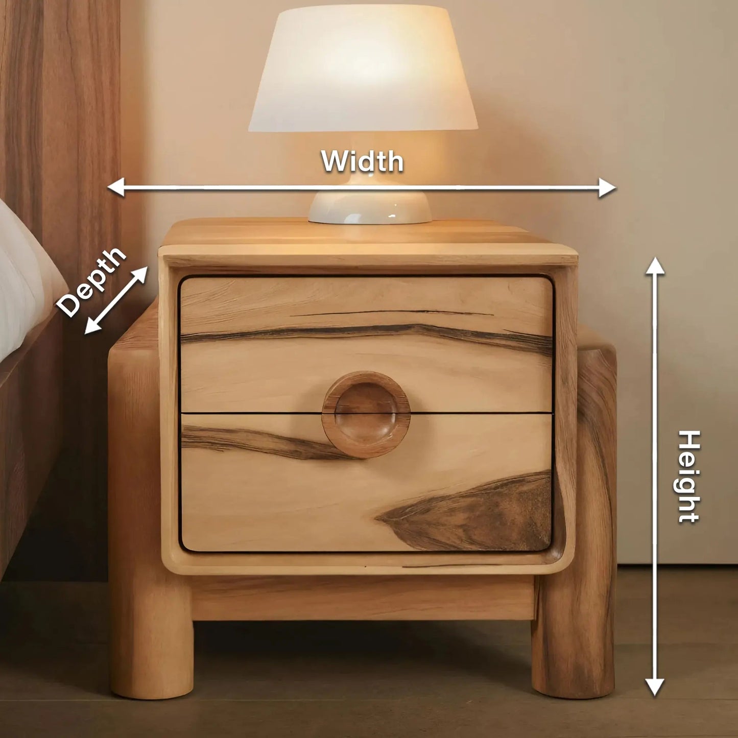 Modern Nightstand With Round Handle Bedside Table For Bedroom And Living Room Kitchnce
