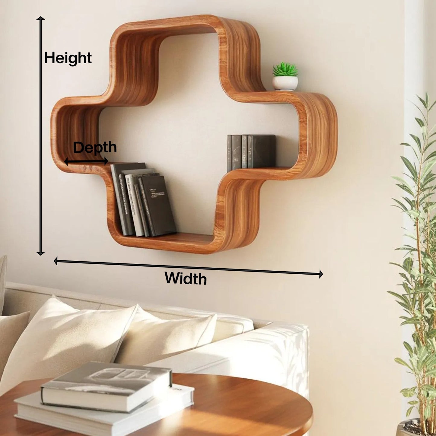 Modern Geometric Wall Mounted Bookshelf For Living Room And Office Kitchnce