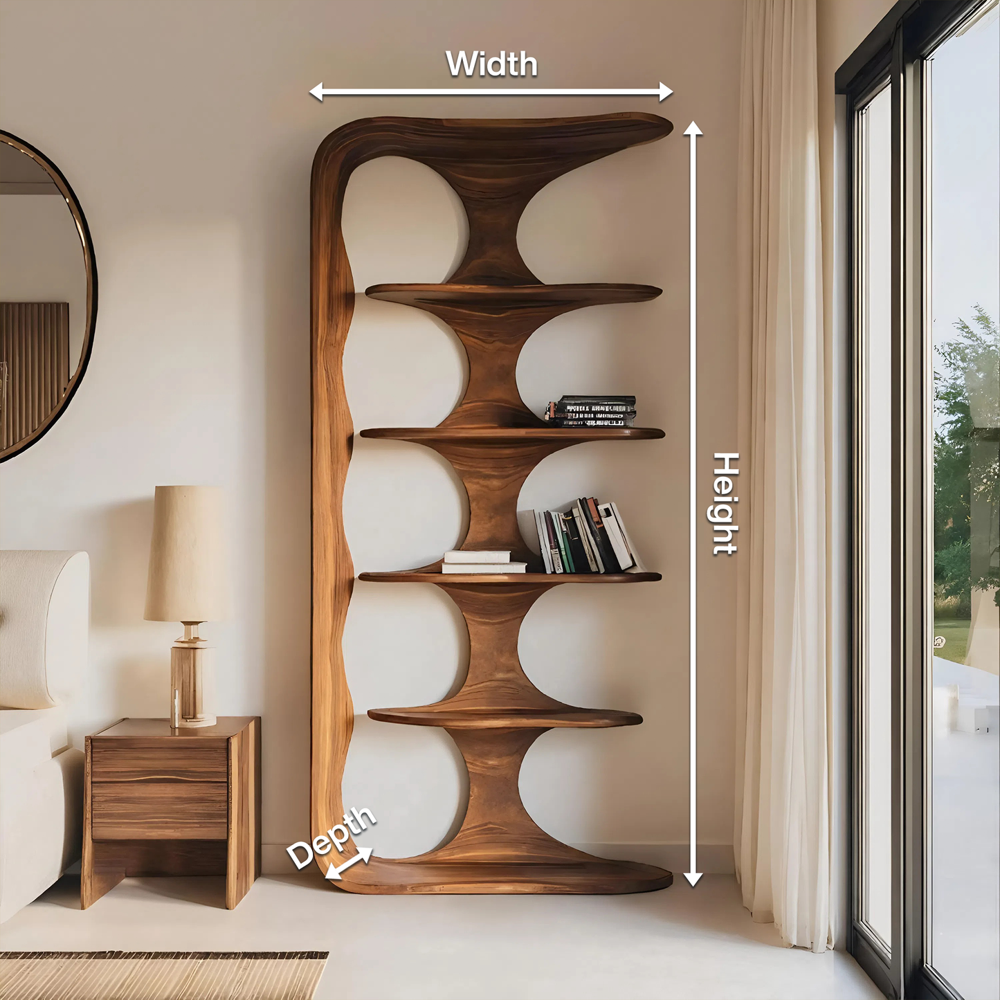 Contemporary Sculptural Vertical Bookshelf For Living Room Kitchnce