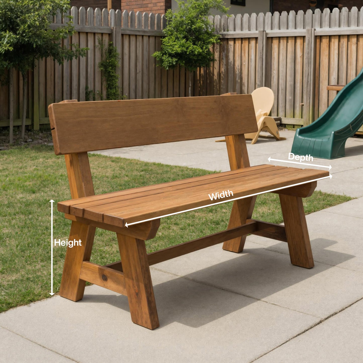 Rustic Garden Bench With Backrest For Patio Or Porch Kitchnce