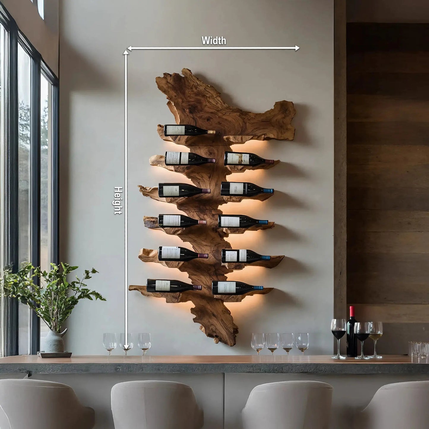 Handcrafted Live Edge Wine Holder For Luxury Furniture Decor Kitchnce