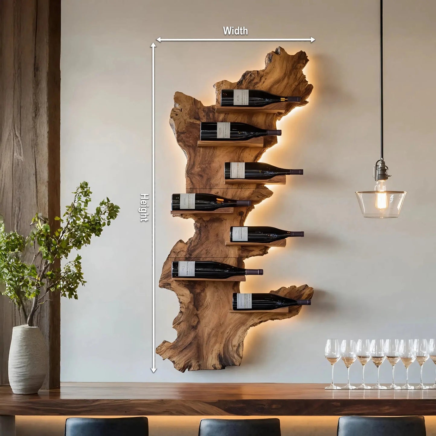 Modern Live Edge Wine Holder For Living Room Furniture Decor Kitchnce