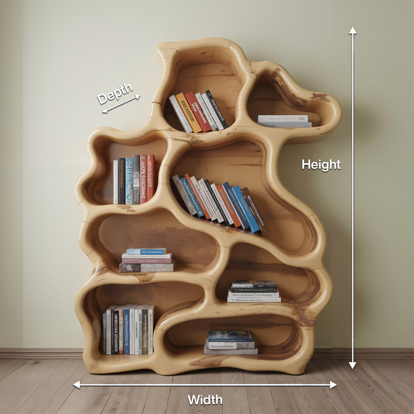 Organic Modern Bookshelf With Carved Design For Living Room And Home Library Kitchnce