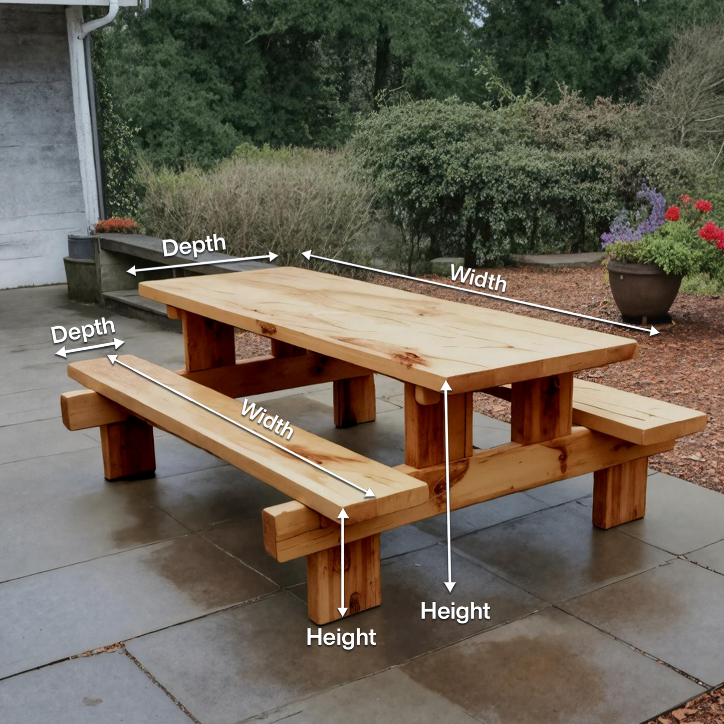 Minimalist Outdoor Picnic Table With Benches For Garden Or Cabin Kitchnce
