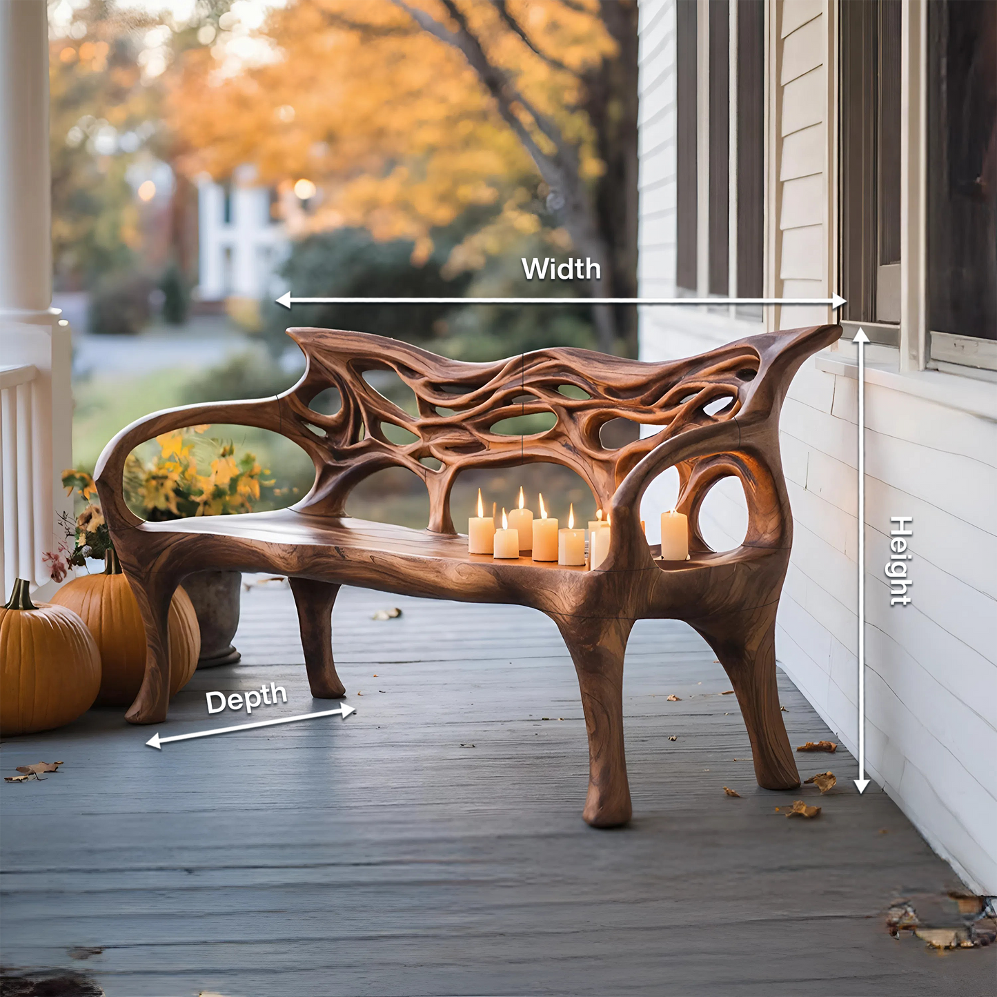 Mid Century Solid Wood Halloween Bench For Outdoor Design Kitchnce