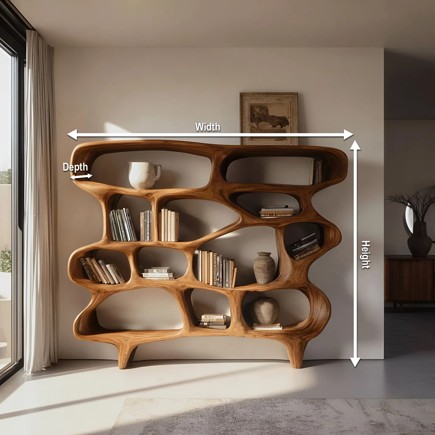 Organic Sculptural Bookshelf For Living Room Or Office Decor Kitchnce