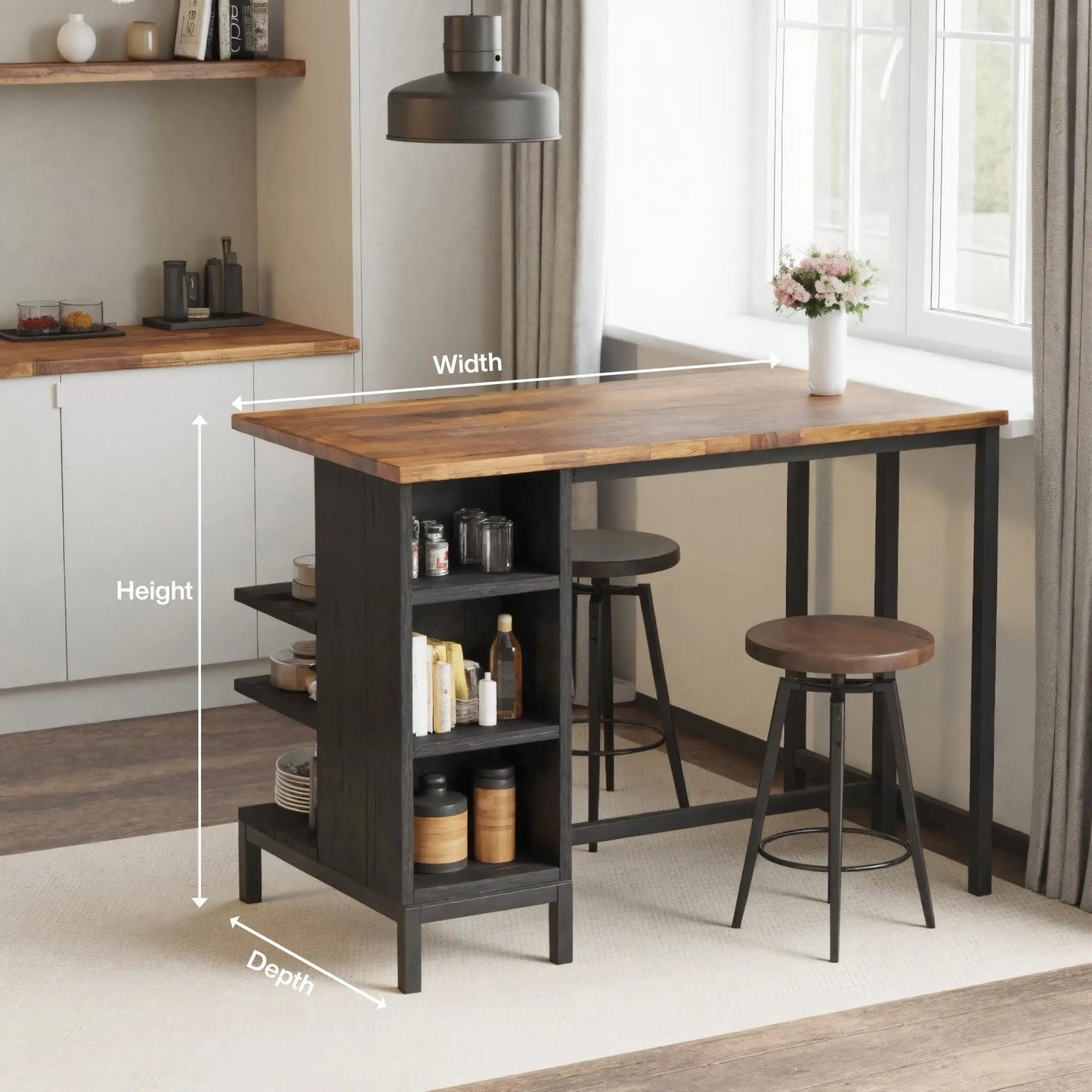 Industrial Kitchen Bar Table With Metal Legs For Apartment Dining Kitchnce