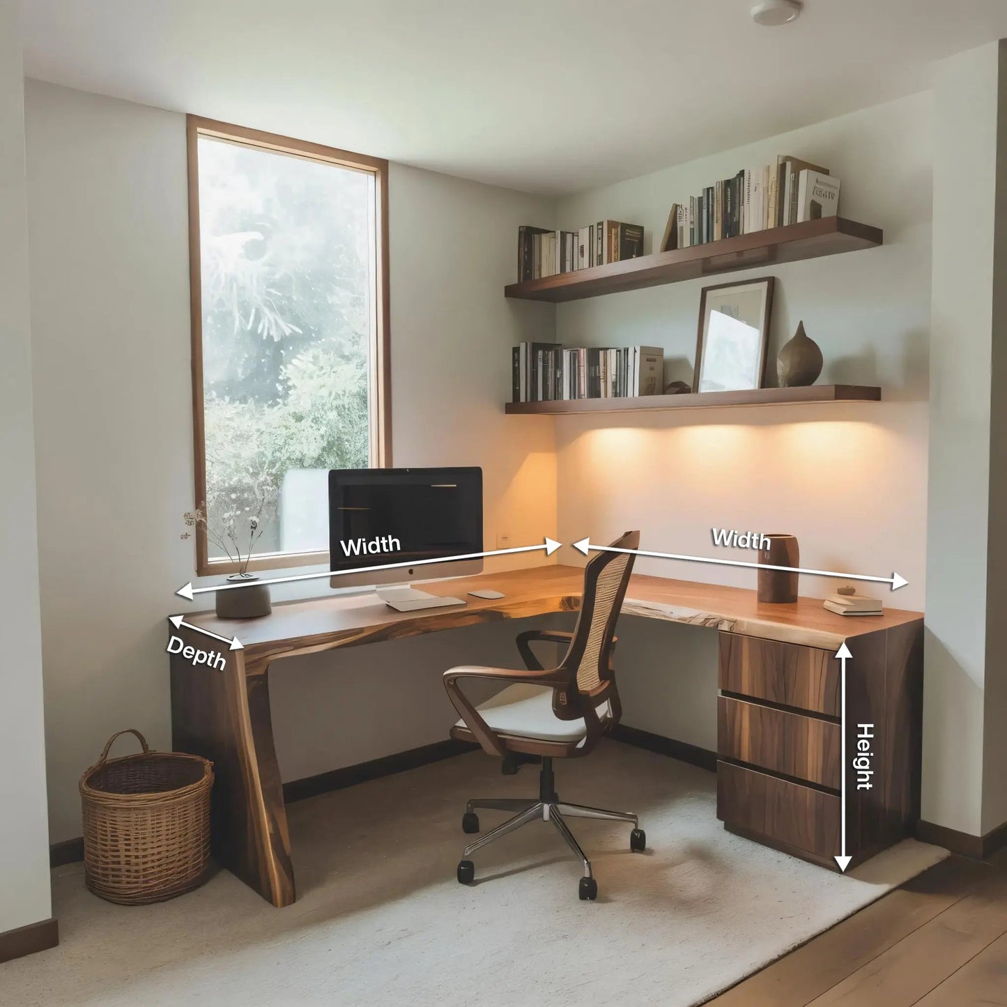 Modern Live Edge L Shaped Desk For Minimalist Home Office Kitchnce