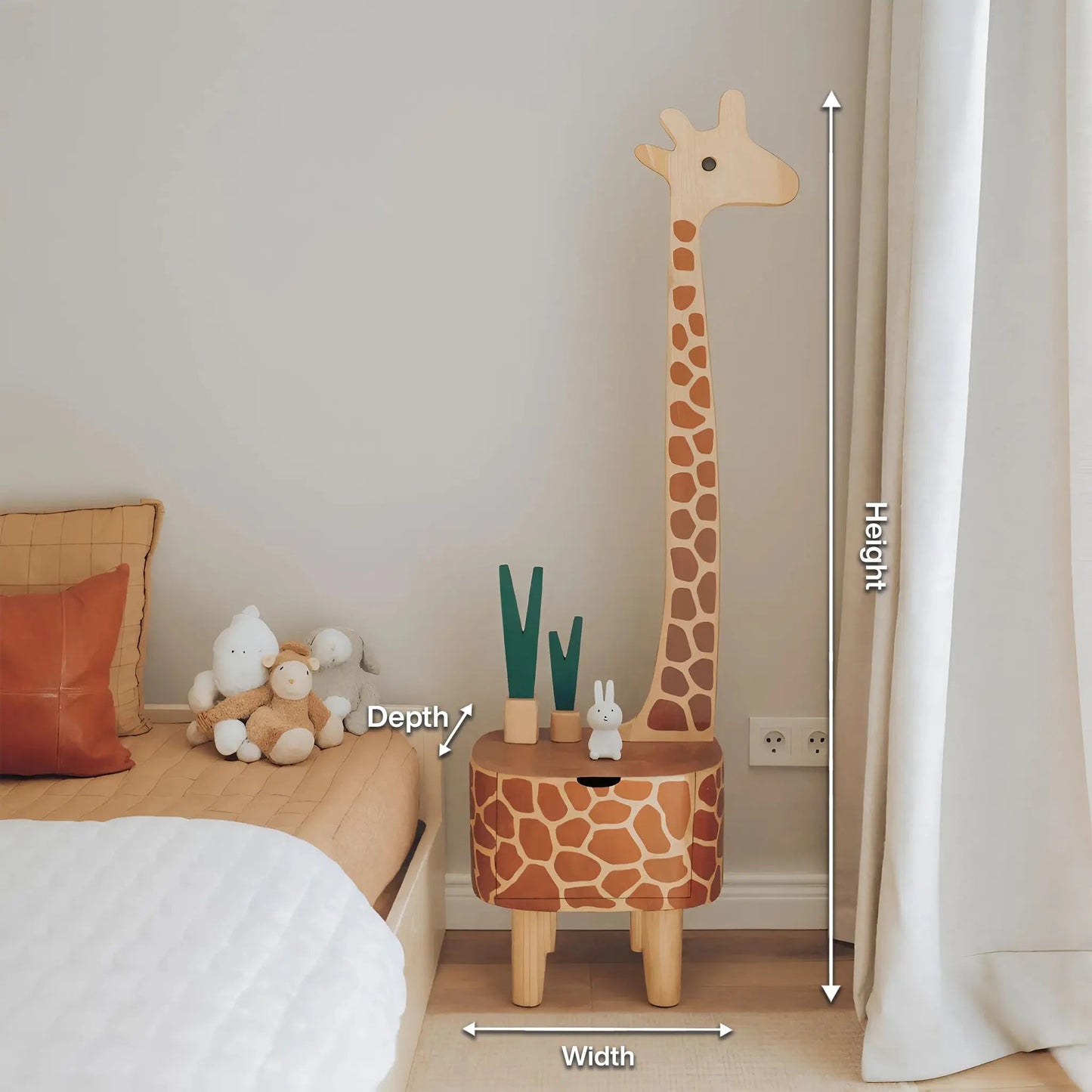 Whimsical Giraffe Nightstand With Drawer For Kids Room And Nursery Kitchnce