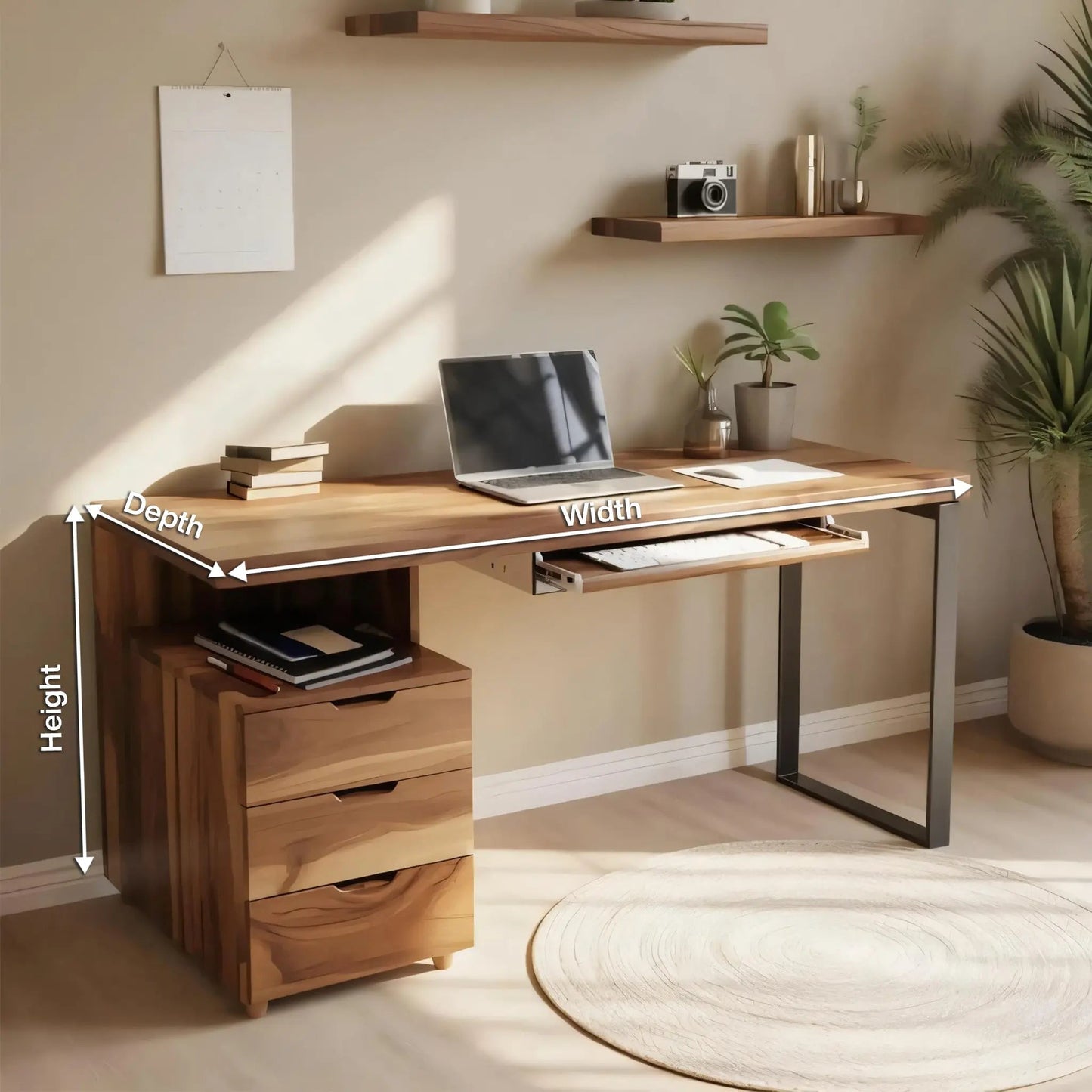Contemporary Desk with Drawer For Home Office Workspace Kitchnce