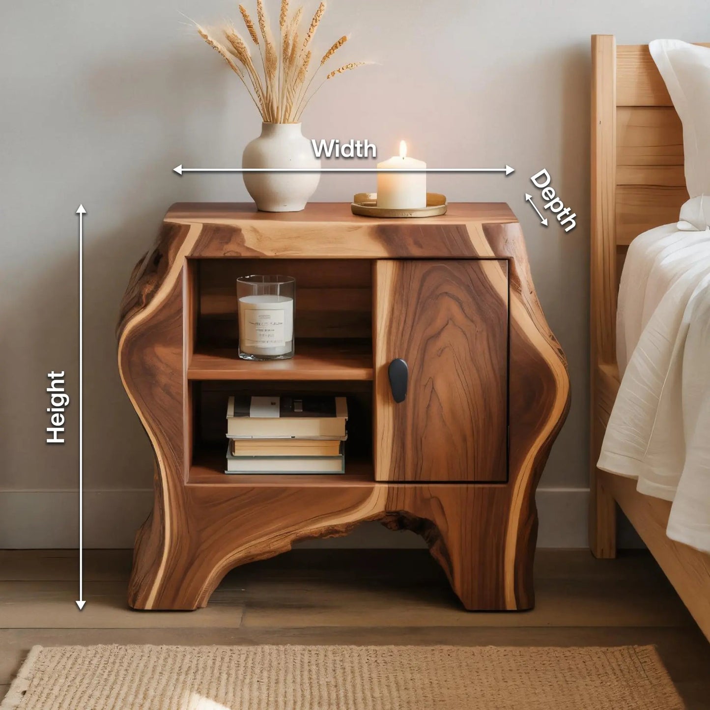 Organic Rustic Nightstand With Storage Cabinet For Bedroom Corner And Interior Kitchnce