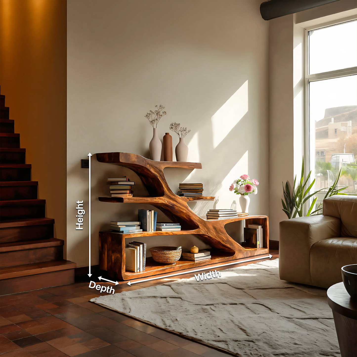 Modern Sculptural Curved Bookcase For Living Room Interior Kitchnce