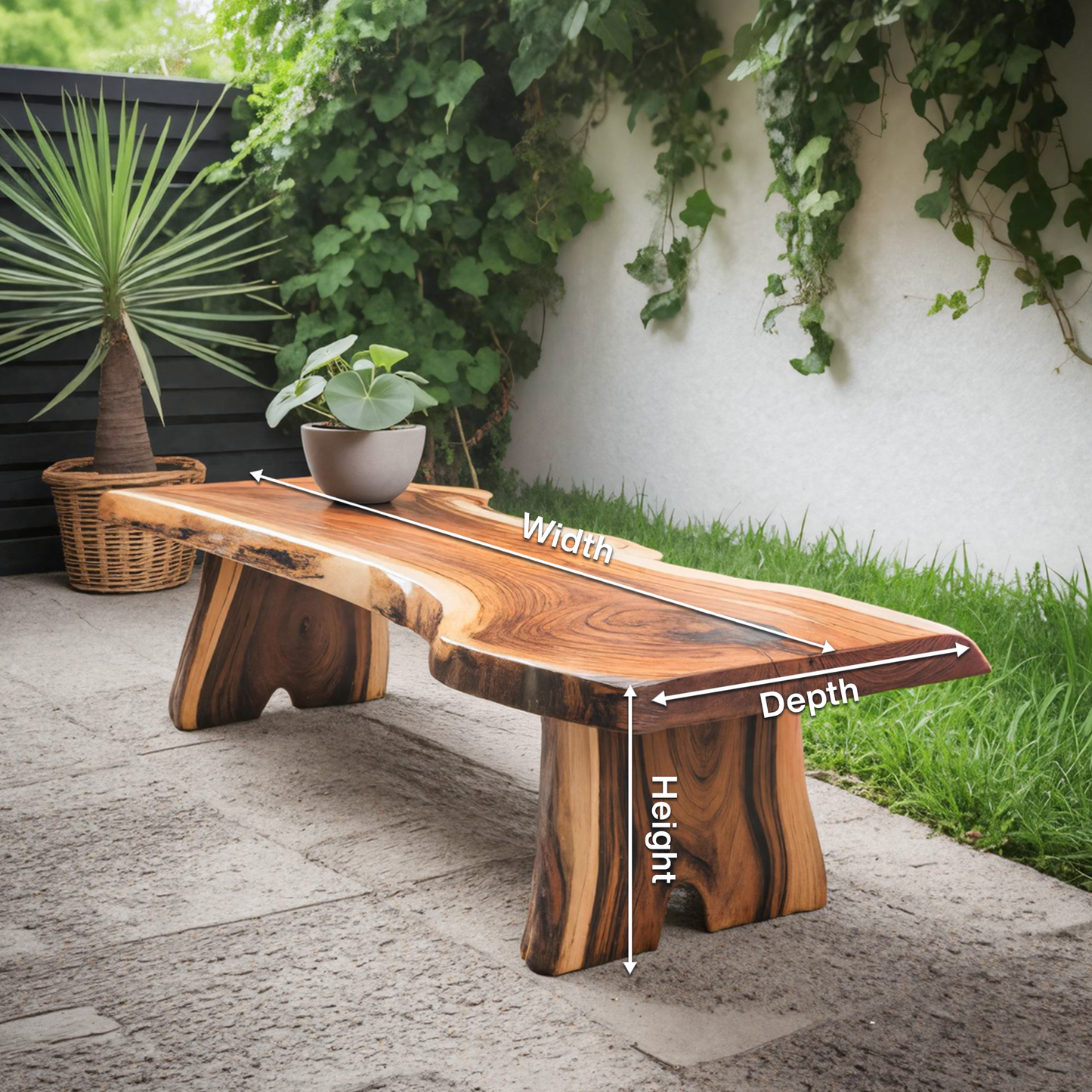 Minimalist Live Edge Outdoor Bench For Entryway Or Patio Kitchnce