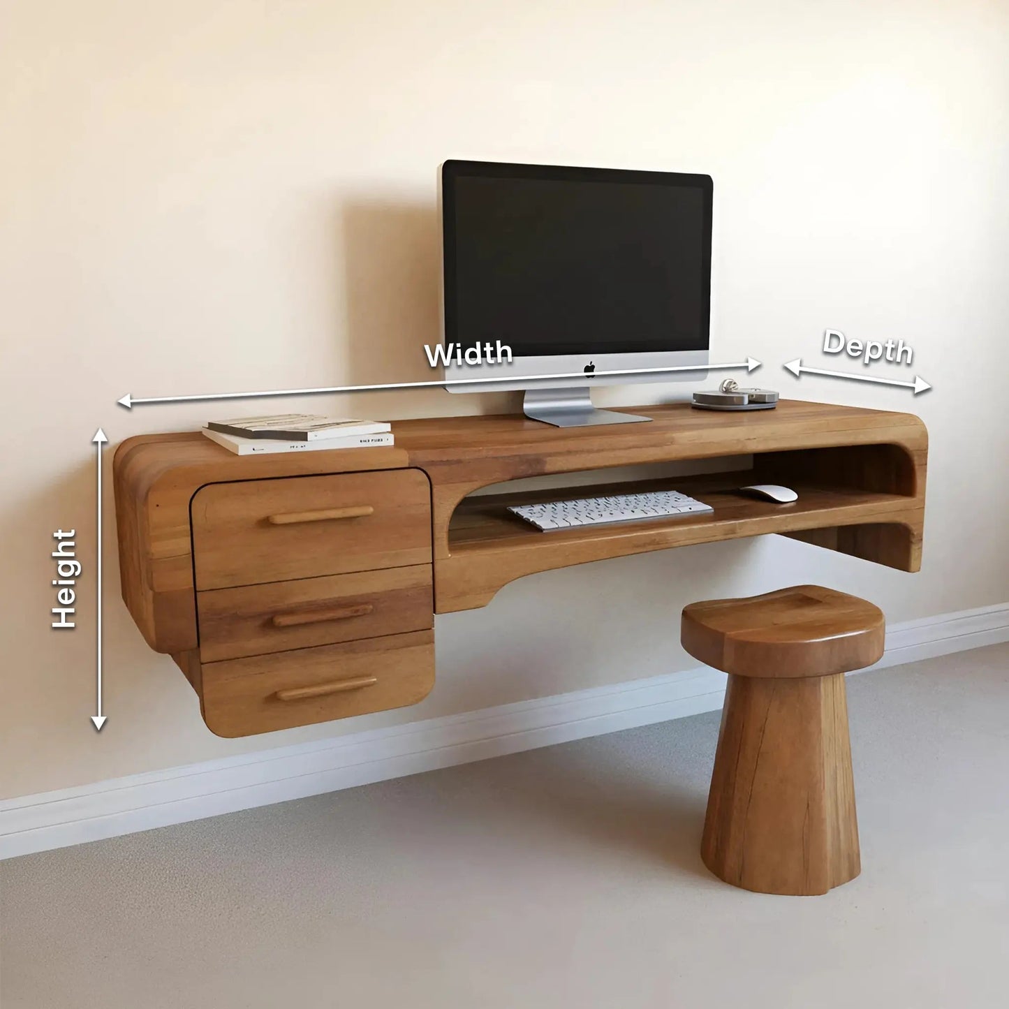 Minimalist Wall Mounted Desk With Drawers Floating Workstation For Bedroom And Office Kitchnce