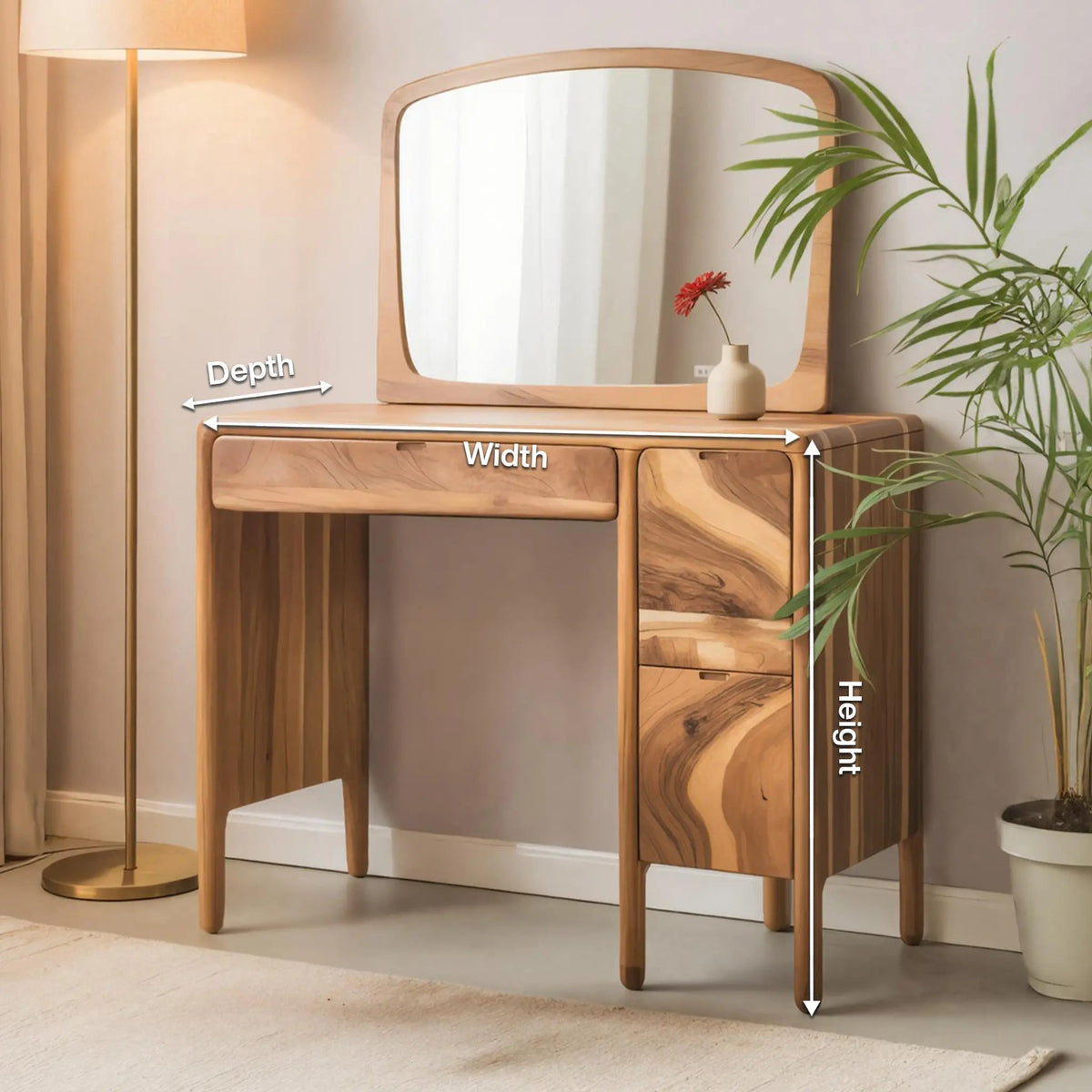Mid Century Vanity Desk With Drawers For Bedroom And Dressing Corner Kitchnce