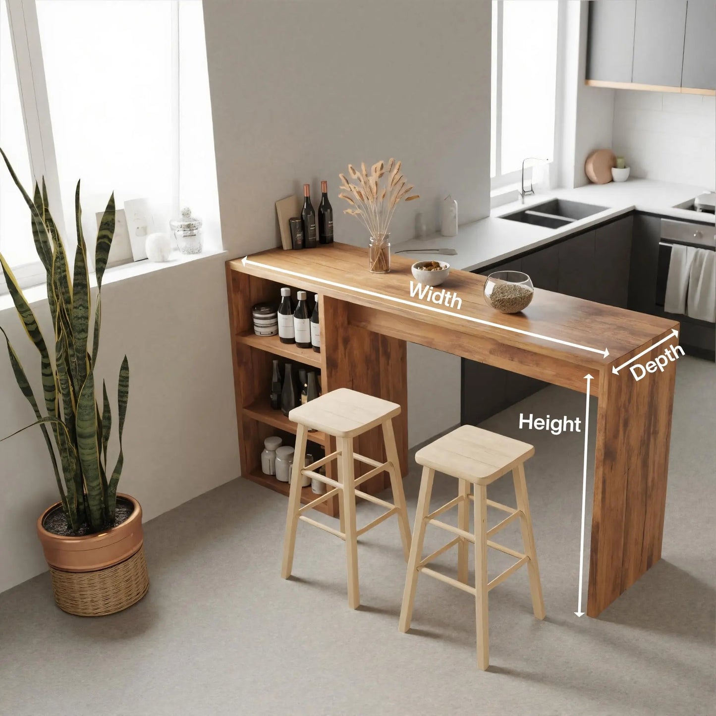 Warm Bar Table With Storage For Compact Kitchen Kitchnce