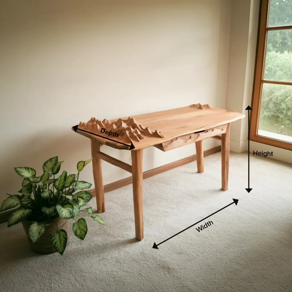 Mountain Carving Desk With 3D Detail For Studio Office And Reading Corner Kitchnce
