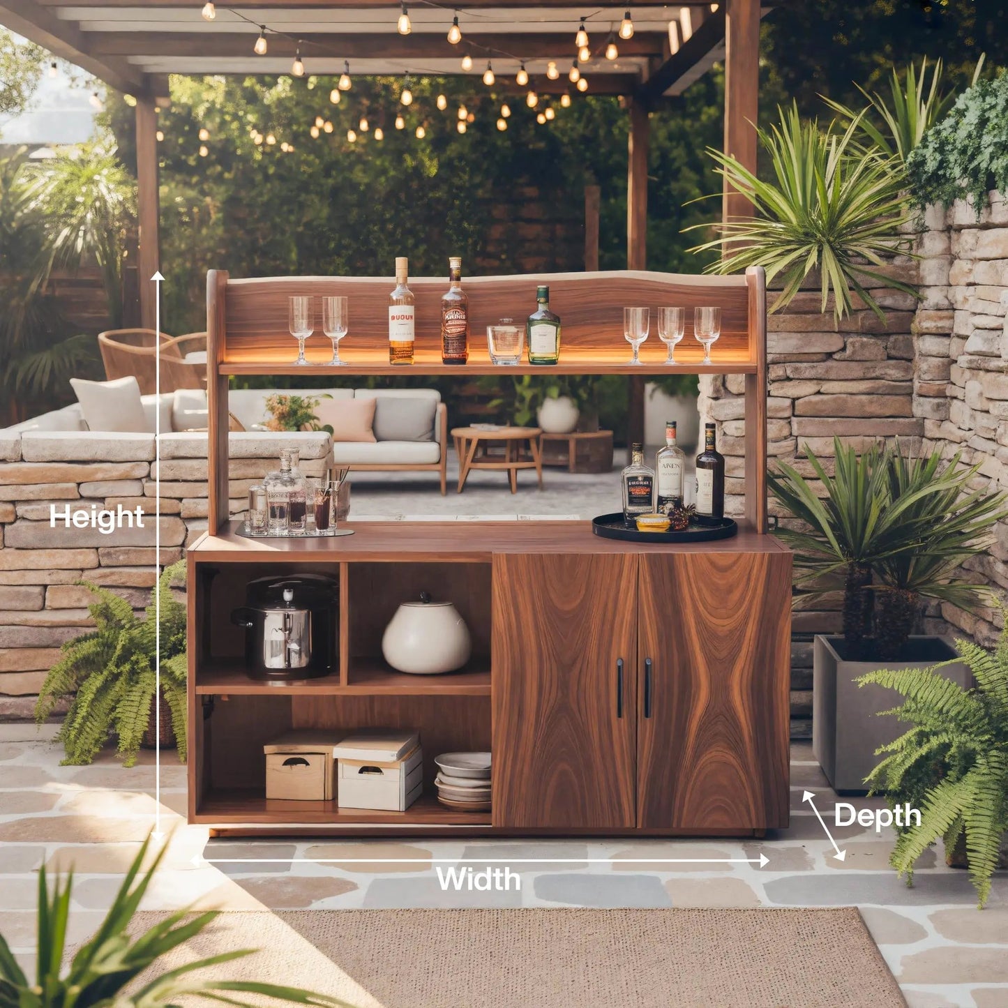 Contemporary Outdoor Bar Table With Hidden Storage For Garden Or Poolside Kitchnce