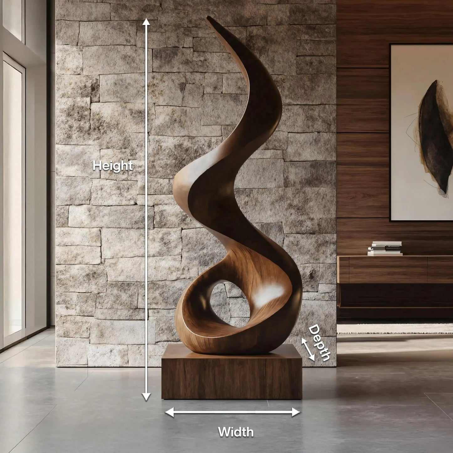 Mid Century Abstract Wooden Sculpture For Outdoor Garden Kitchnce