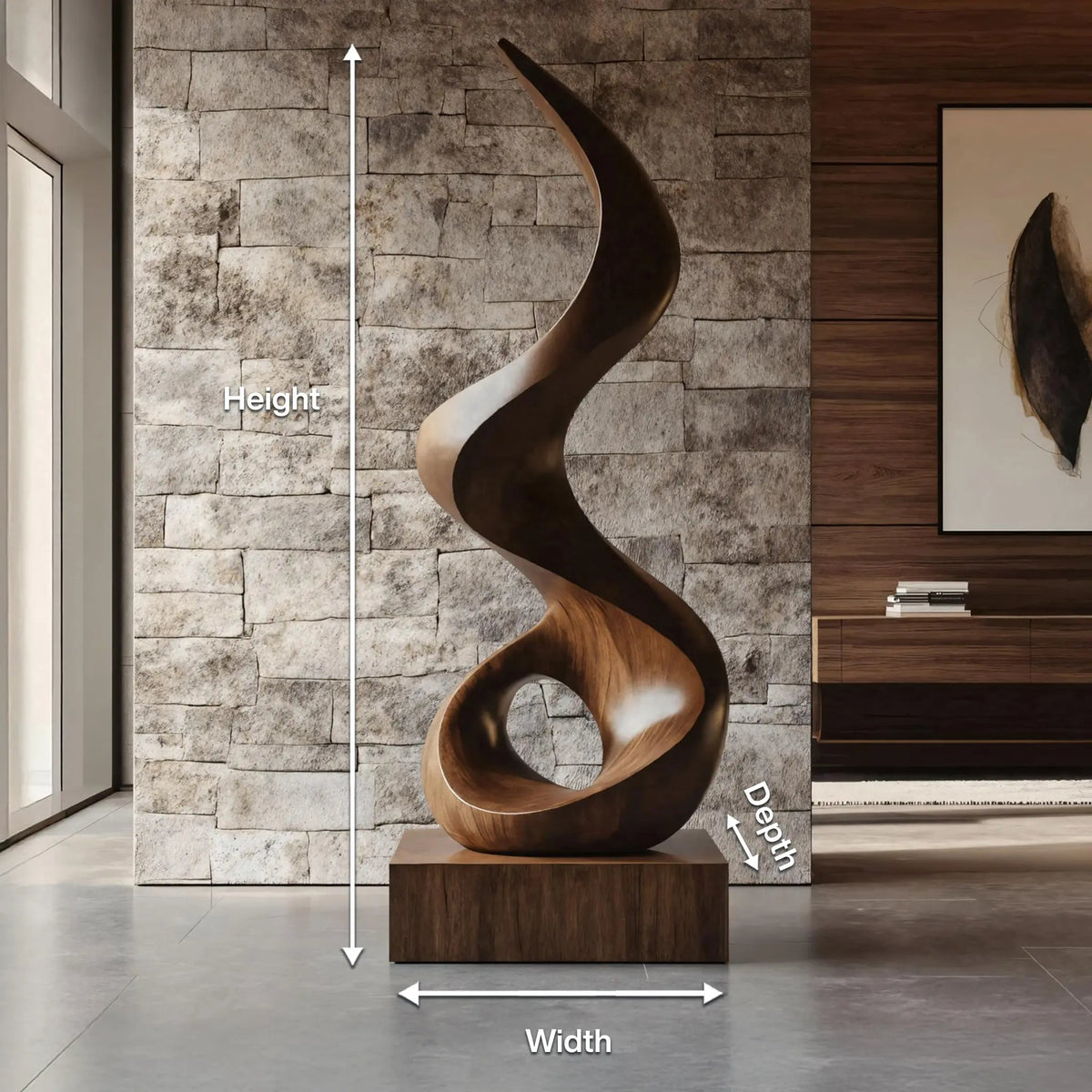 Mid Century Abstract Wooden Sculpture For Outdoor Garden Kitchnce