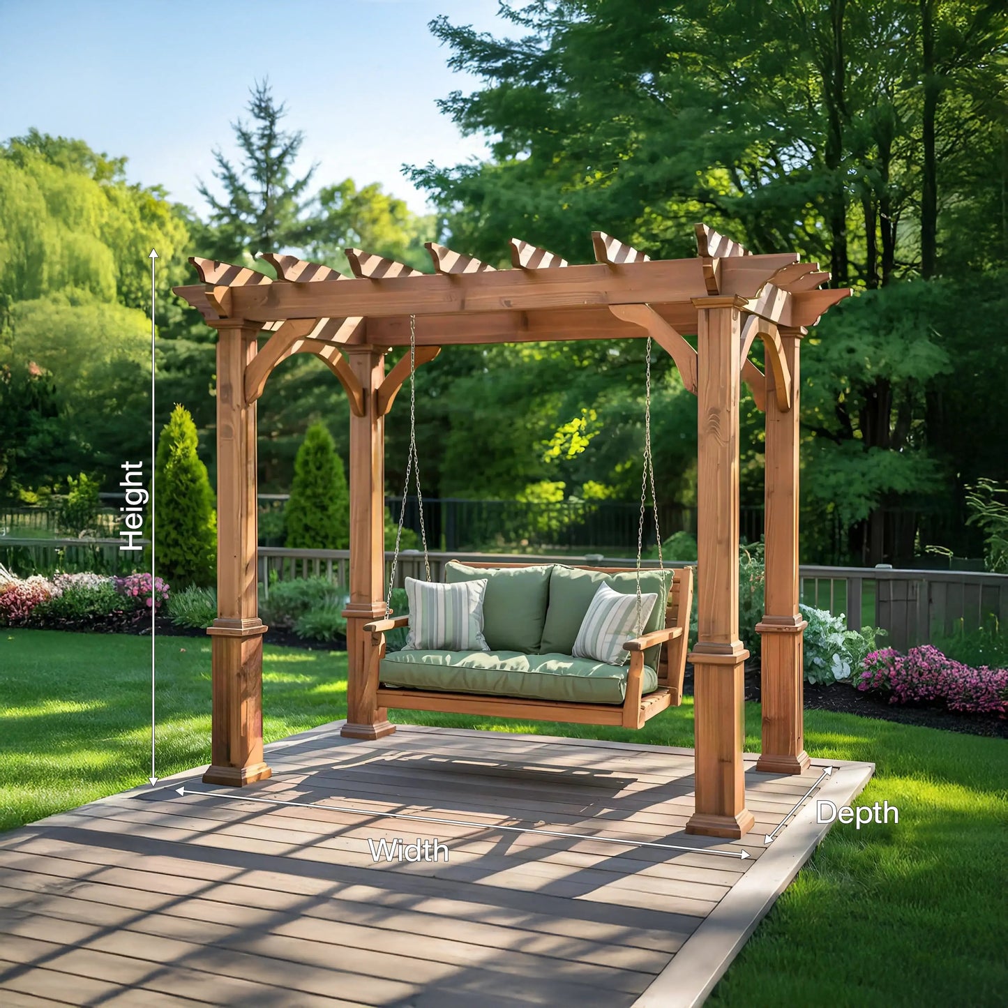 Rustic Pergola Swing Bench For Outdoor Garden And Lounge Kitchnce