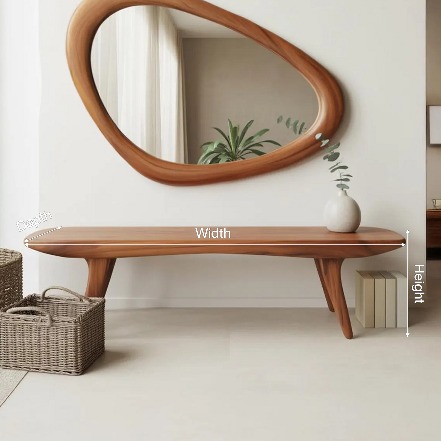 Curved Minimalist Organic Bench For Entryway Bedroom And Living Room Kitchnce