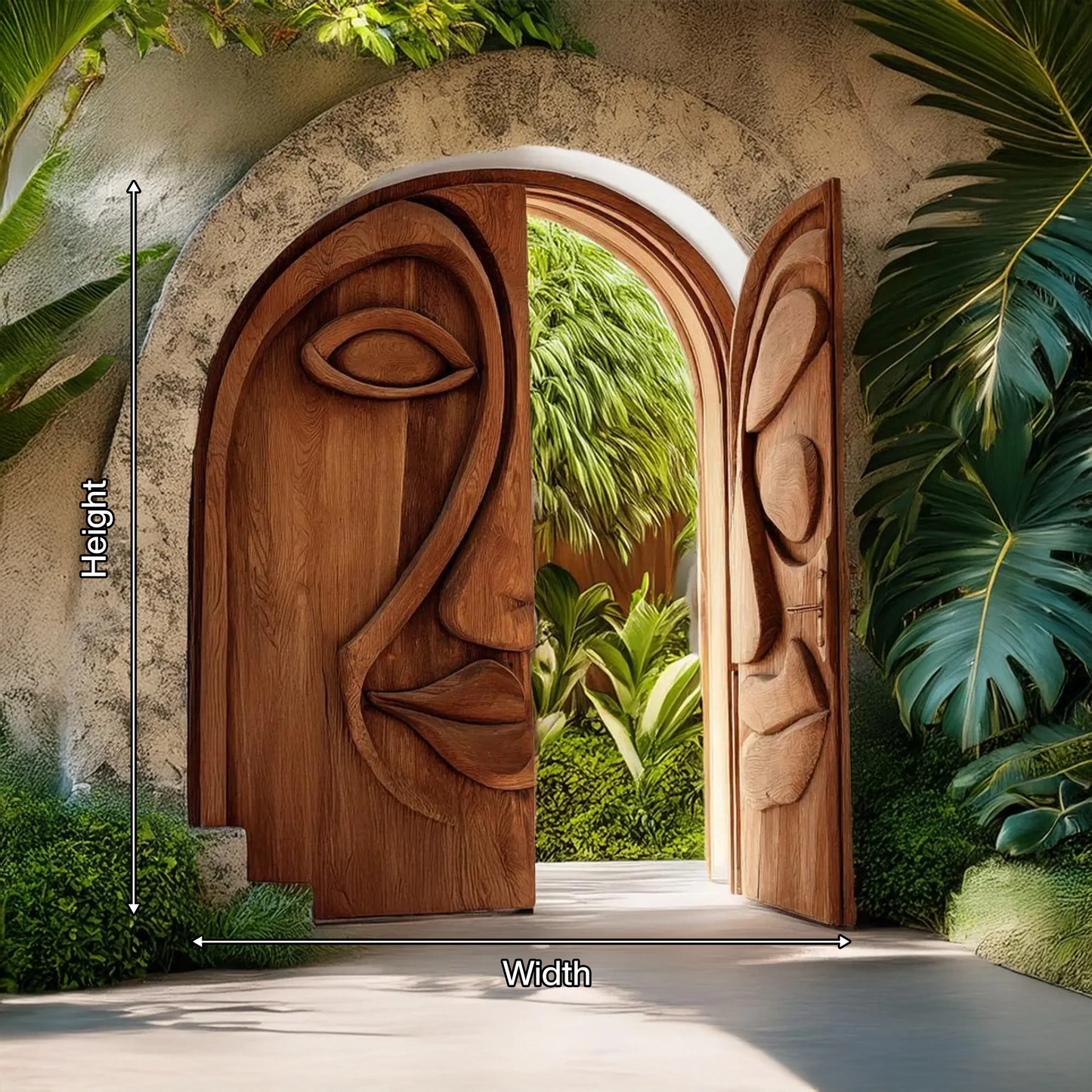 Artistic Face Carved Entry Door For Villa Entrance Kitchnce