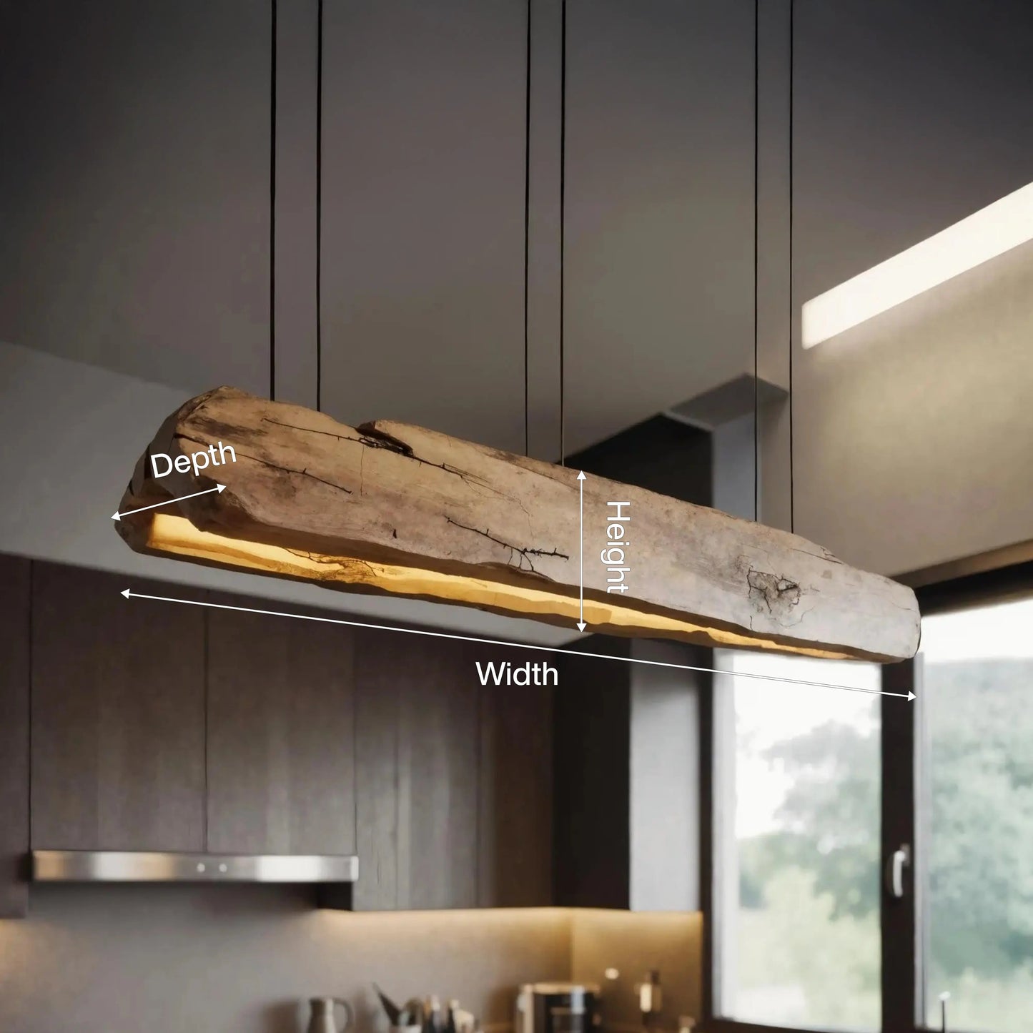 Rustic Log Beam Pendant Lighting For Kitchen Island Kitchnce