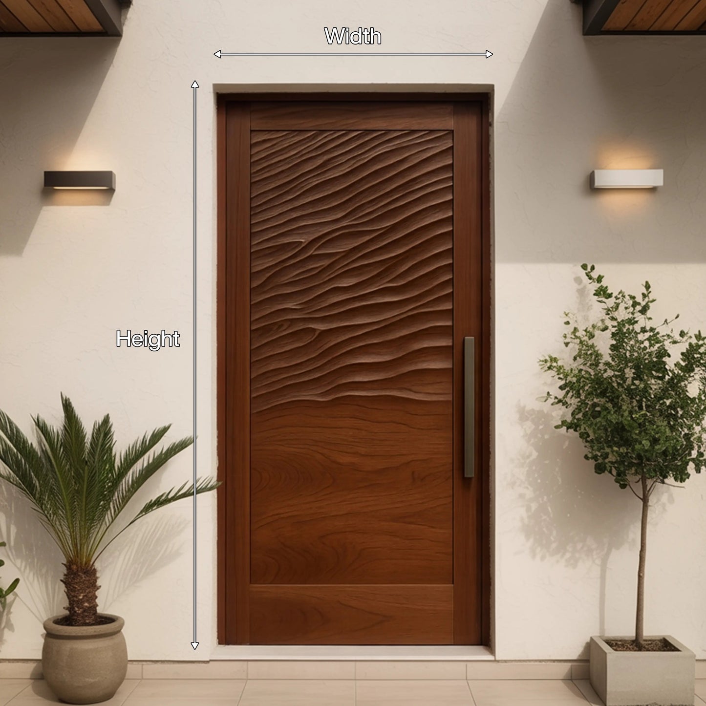 Modern Wave Pattern Front Door Design For Entryway Kitchnce
