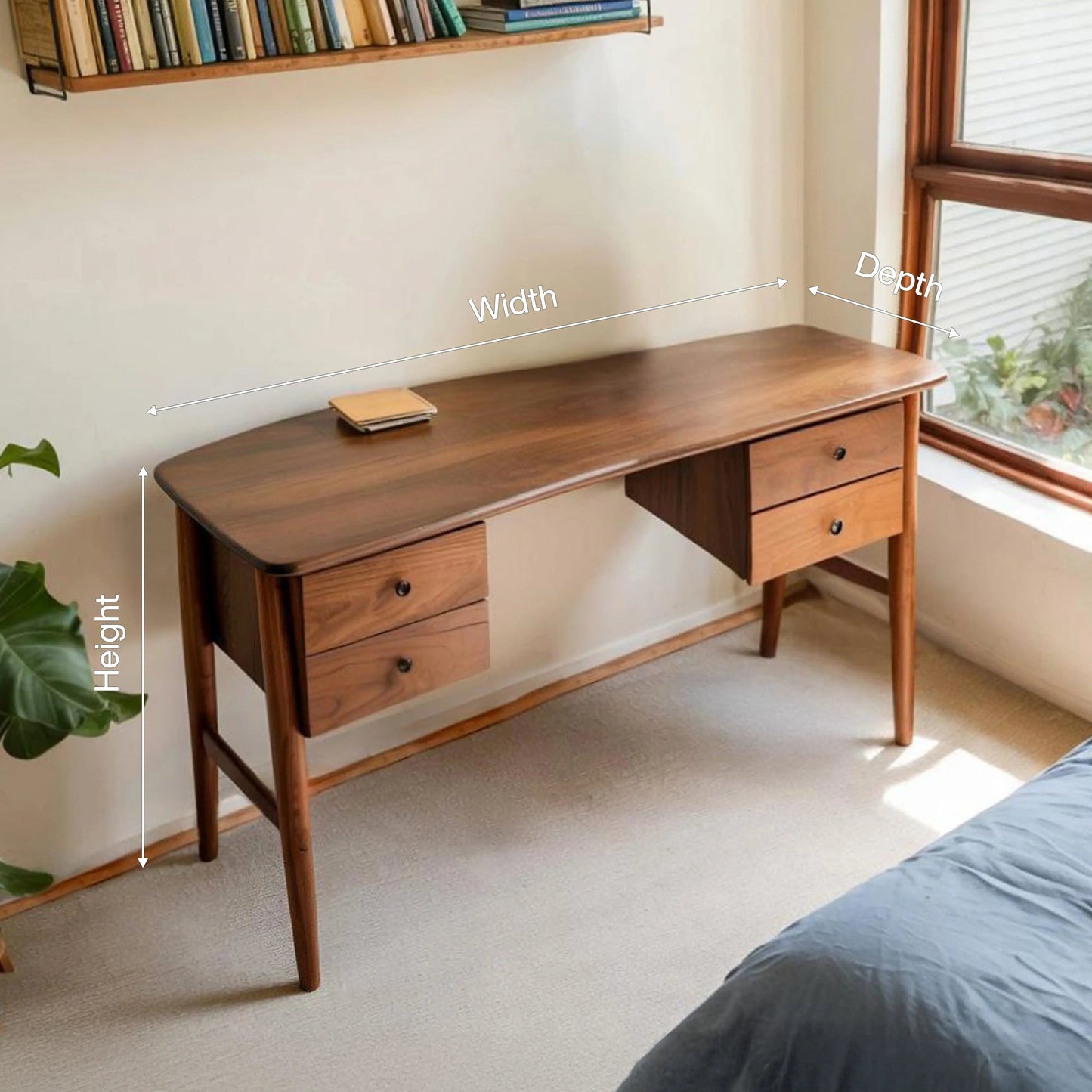 Mid Century Writing Desk For Bedroom Workspace Or Study Nook Kitchnce
