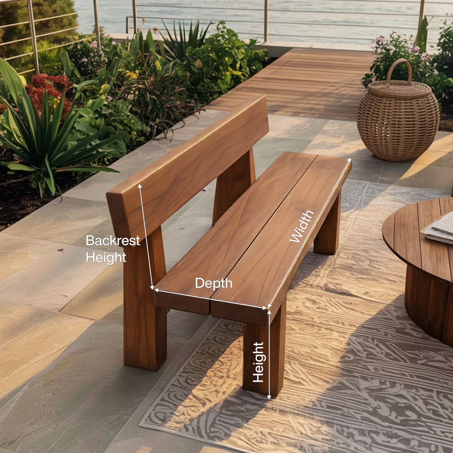 Minimalist Outdoor Garden Bench For Patio Balcony Courtyard Kitchnce