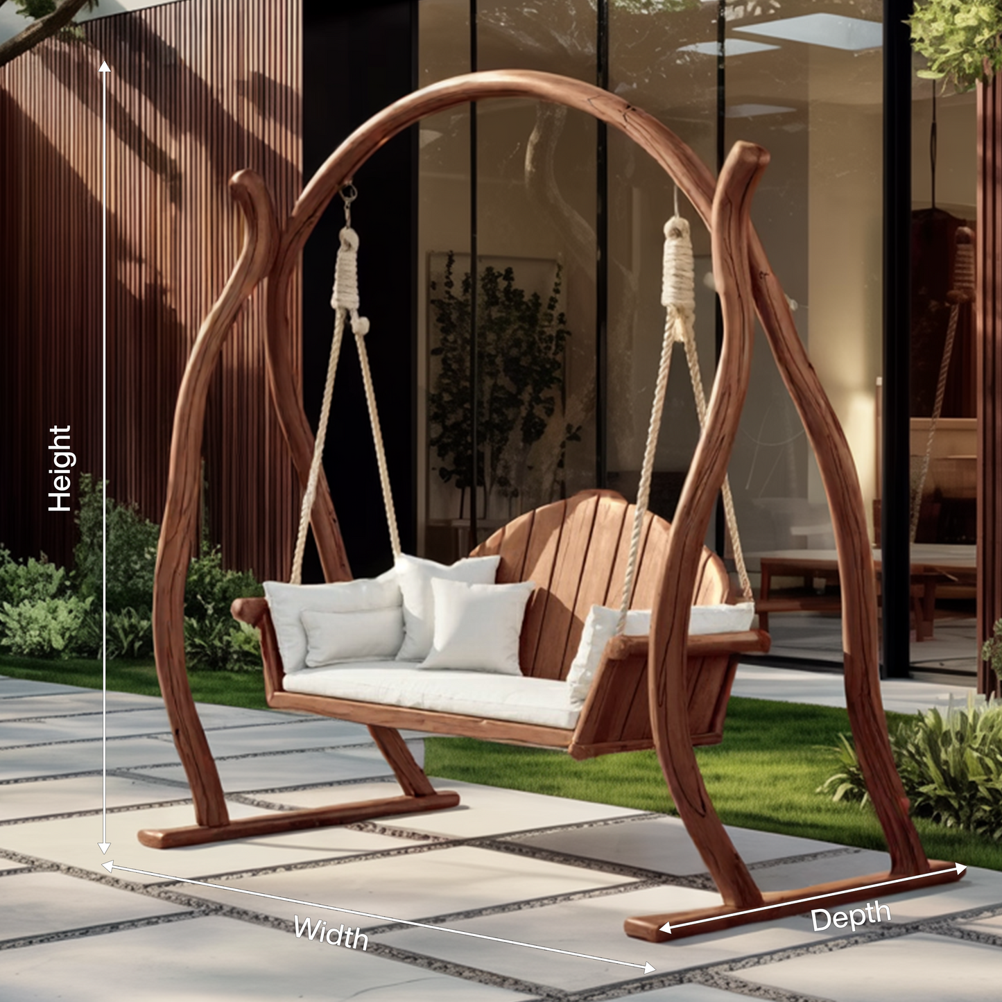 Curved Frame Garden Swing Bench For Outdoor Relaxation Kitchnce