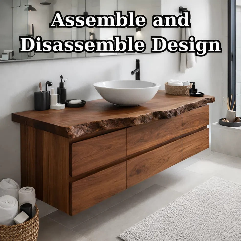 Solid Wood Floating Bathroom Vanity with Drawers