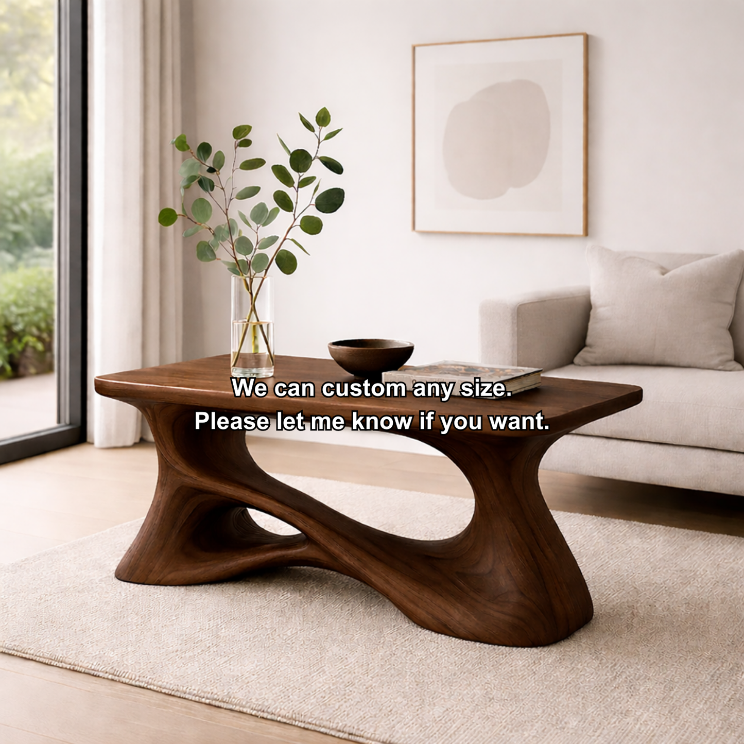 Solid Wood Sculptural Coffee Table with Organic Curved Base – Modern Rustic Coffee Table Kitchnce