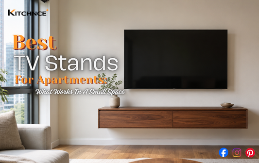 Best TV stand for apartment floating walnut console small living room open floor natural light 2026