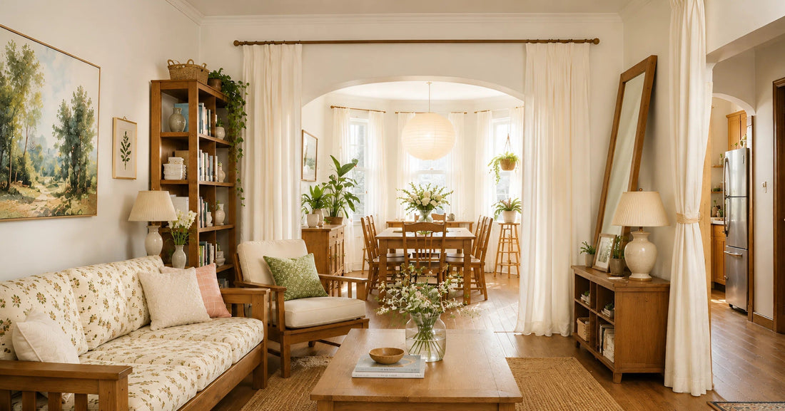 Small apartment living room ideas with cozy Scandinavian decor and natural light