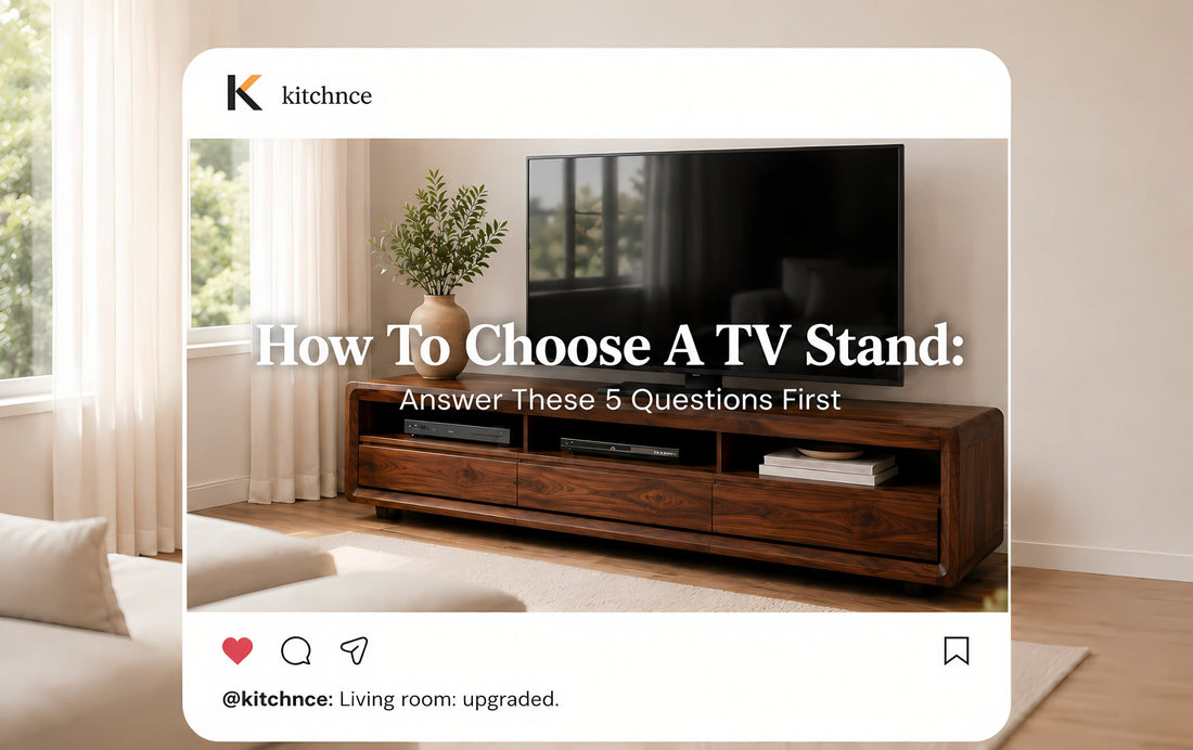 How to choose a TV stand walnut solid wood media console living room natural light 2026